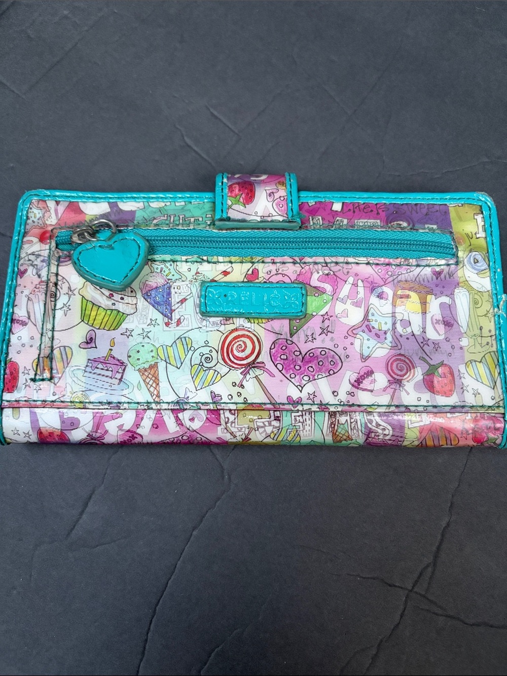 Relic holographic candy rareTeal Trim Candy Pattern Wallet